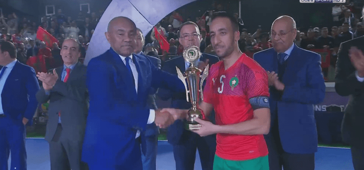 لحظة تتويج المنتخب المغربي بلقب بطولة أفريقيا للفوتسال