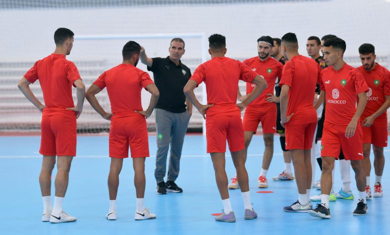 المنتخب المغربي يخوض حصة تدريبية خفيفة بعد الفوز على إيران في مونديال الفوتسال